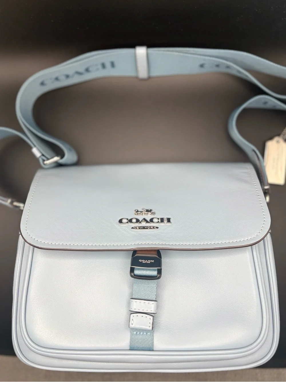 Coach Pace Messenger CR098 Ice Blue Leather Crossbody NWOT Rare
